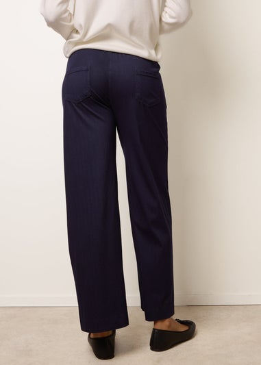 Blue Vanilla Navy Seam Detail Wide Leg Pants