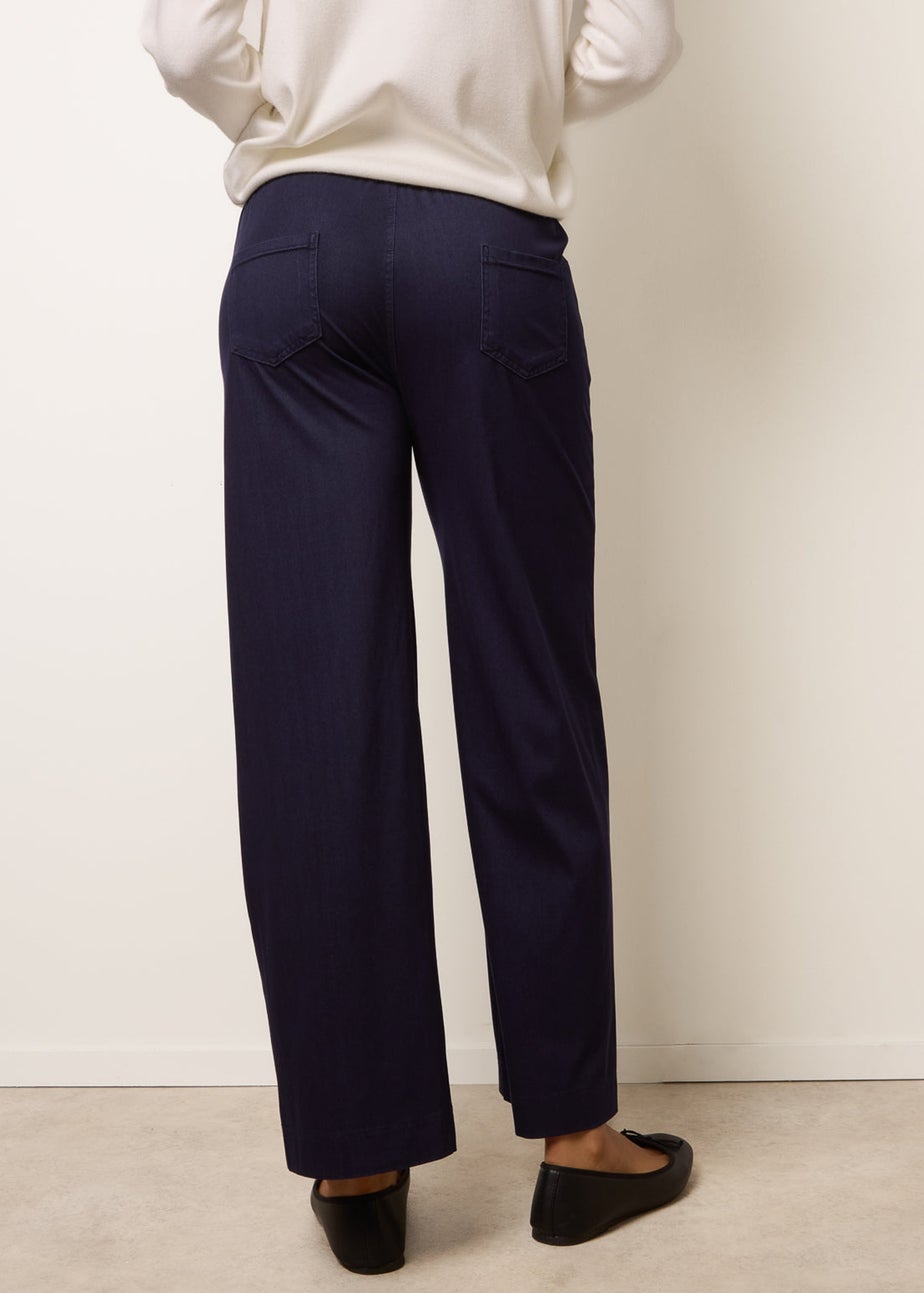 Blue Vanilla Navy Seam Detail Wide Leg Pants