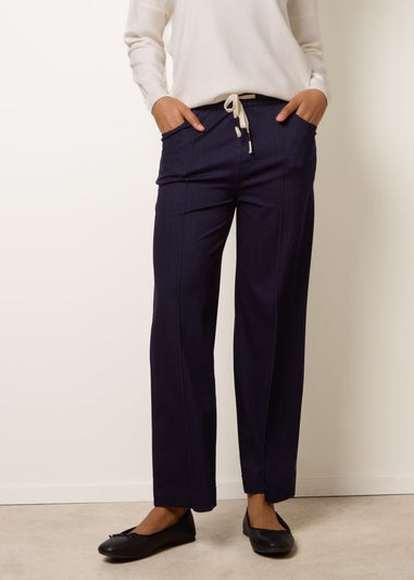 Blue Vanilla Navy Seam Detail Wide Leg Pants
