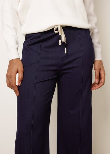 Blue Vanilla Navy Seam Detail Wide Leg Pants