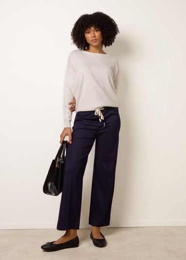 Blue Vanilla Navy Seam Detail Wide Leg Pants