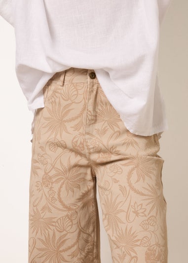 Blue Vanilla Stone Floral Printed Flared Jeans