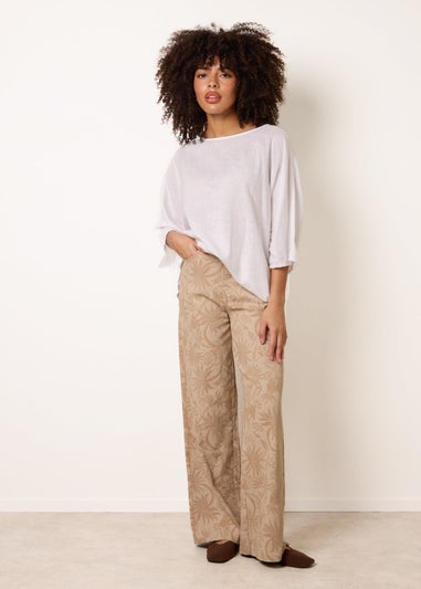 Blue Vanilla Stone Floral Printed Flared Jeans