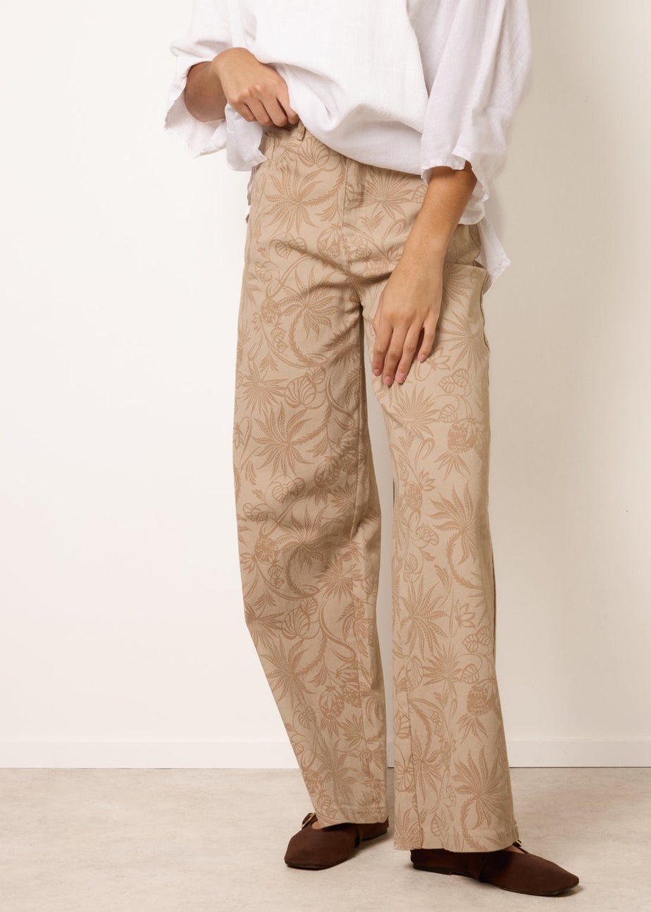 Blue Vanilla Stone Floral Printed Flared Jeans