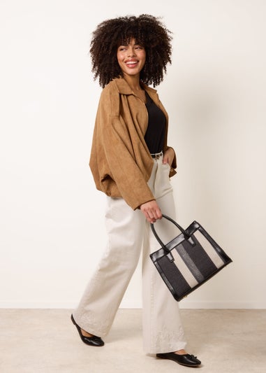 Blue Vanilla White Floral Embroidered Detailed Flared Jeans