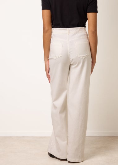 Blue Vanilla White Floral Embroidered Detailed Flared Jeans