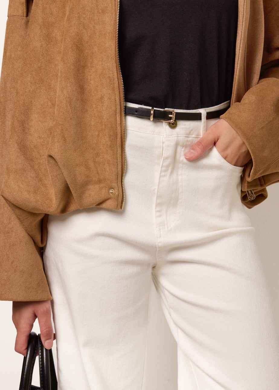 Blue Vanilla White Floral Embroidered Detailed Flared Jeans