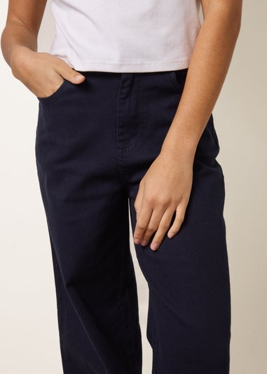 Blue Vanilla Navy Floral Embroidered Detailed Flared Jeans