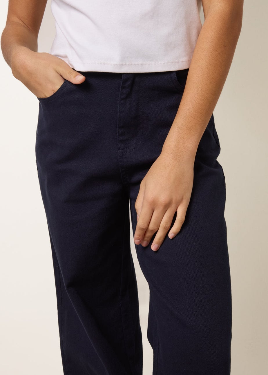 Blue Vanilla Navy Floral Embroidered Detailed Flared Jeans