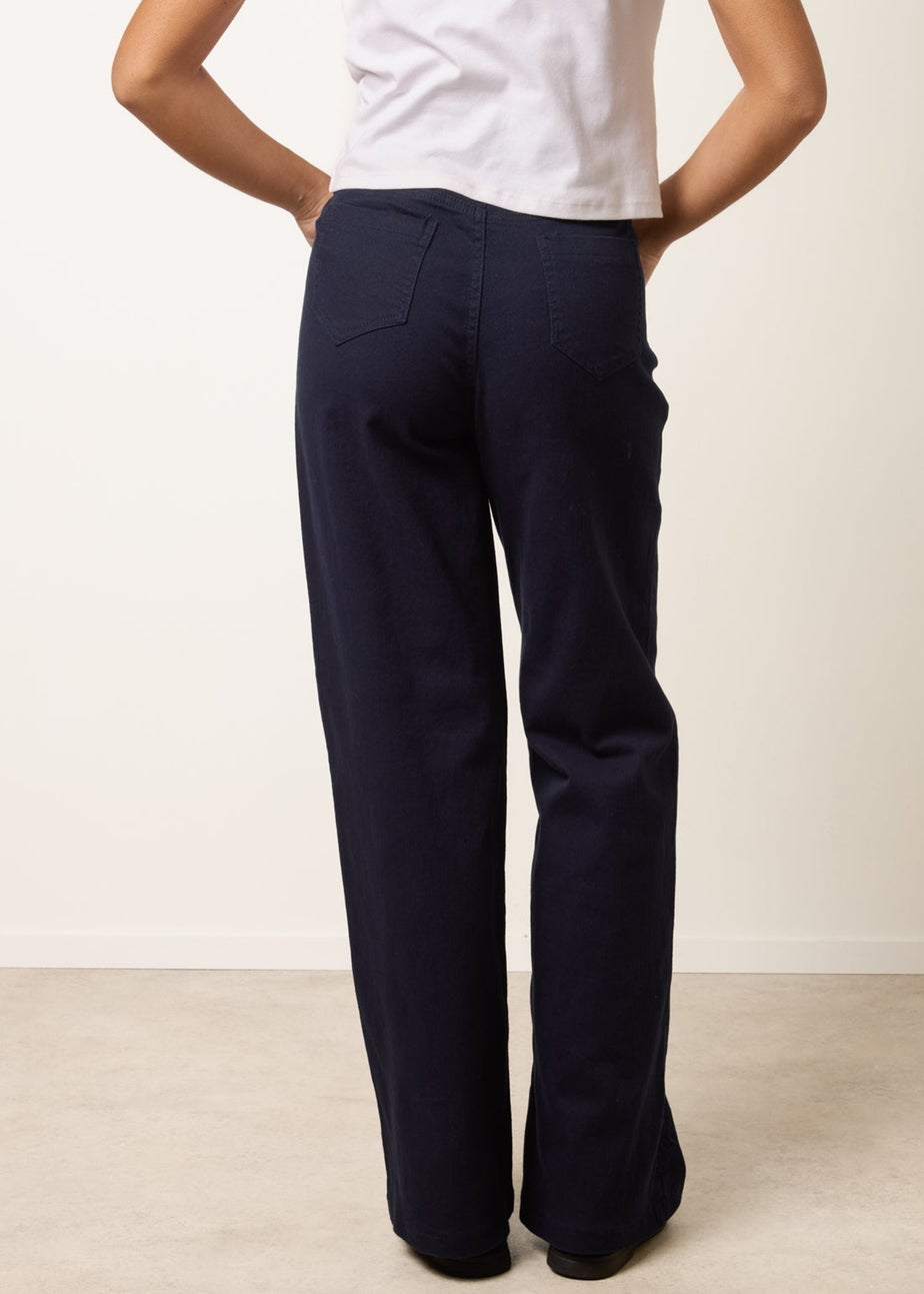 Blue Vanilla Navy Floral Embroidered Detailed Flared Jeans