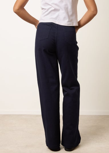 Blue Vanilla Navy Floral Embroidered Detailed Flared Jeans