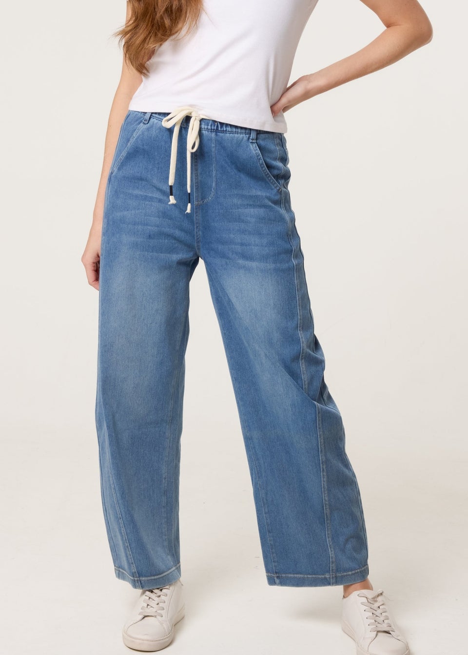 Blue Vanilla Blue Elastic Waist Seam Detail Jeans