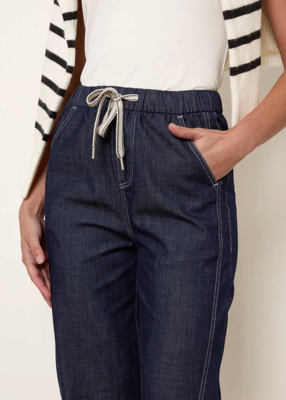 Blue Vanilla Navy Elastic Waist Seam Detail Jeans