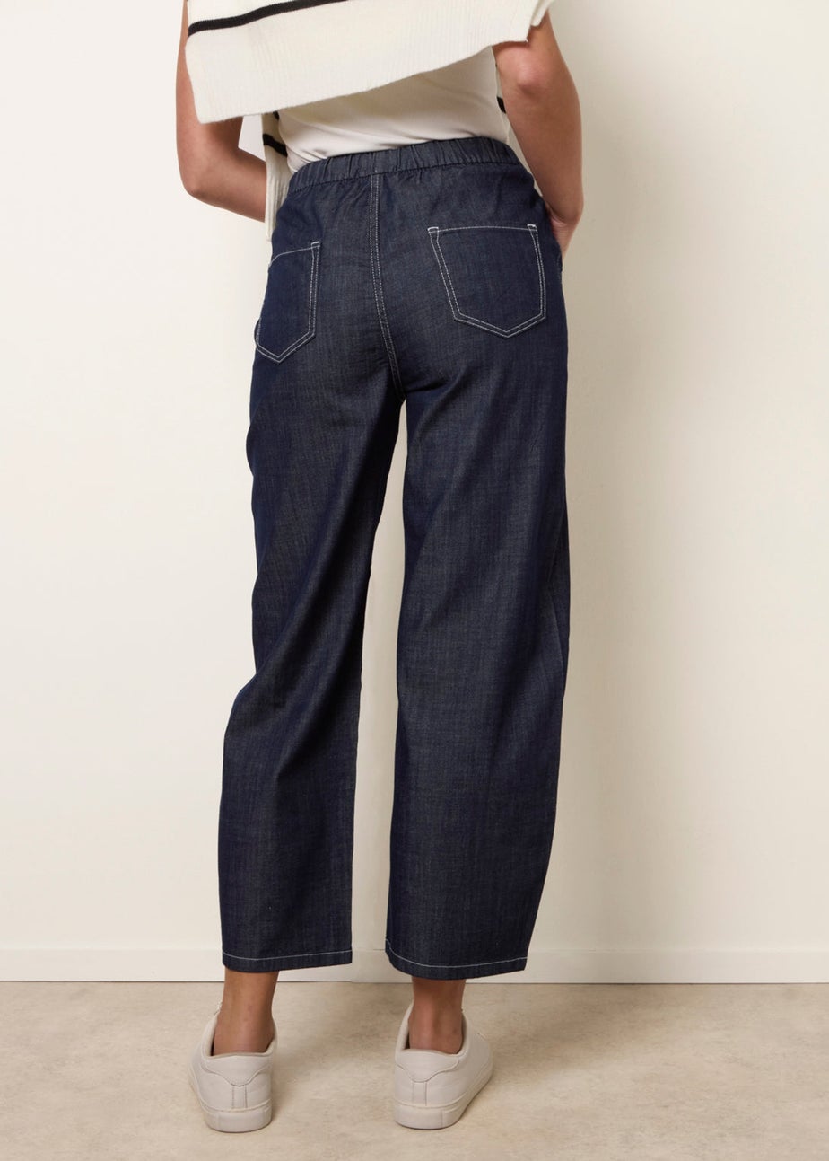 Blue Vanilla Navy Elastic Waist Seam Detail Jeans