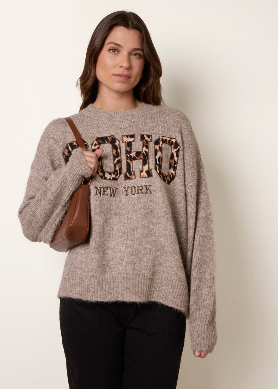 Blue Vanilla Beige Soho New York Knitted Jumper