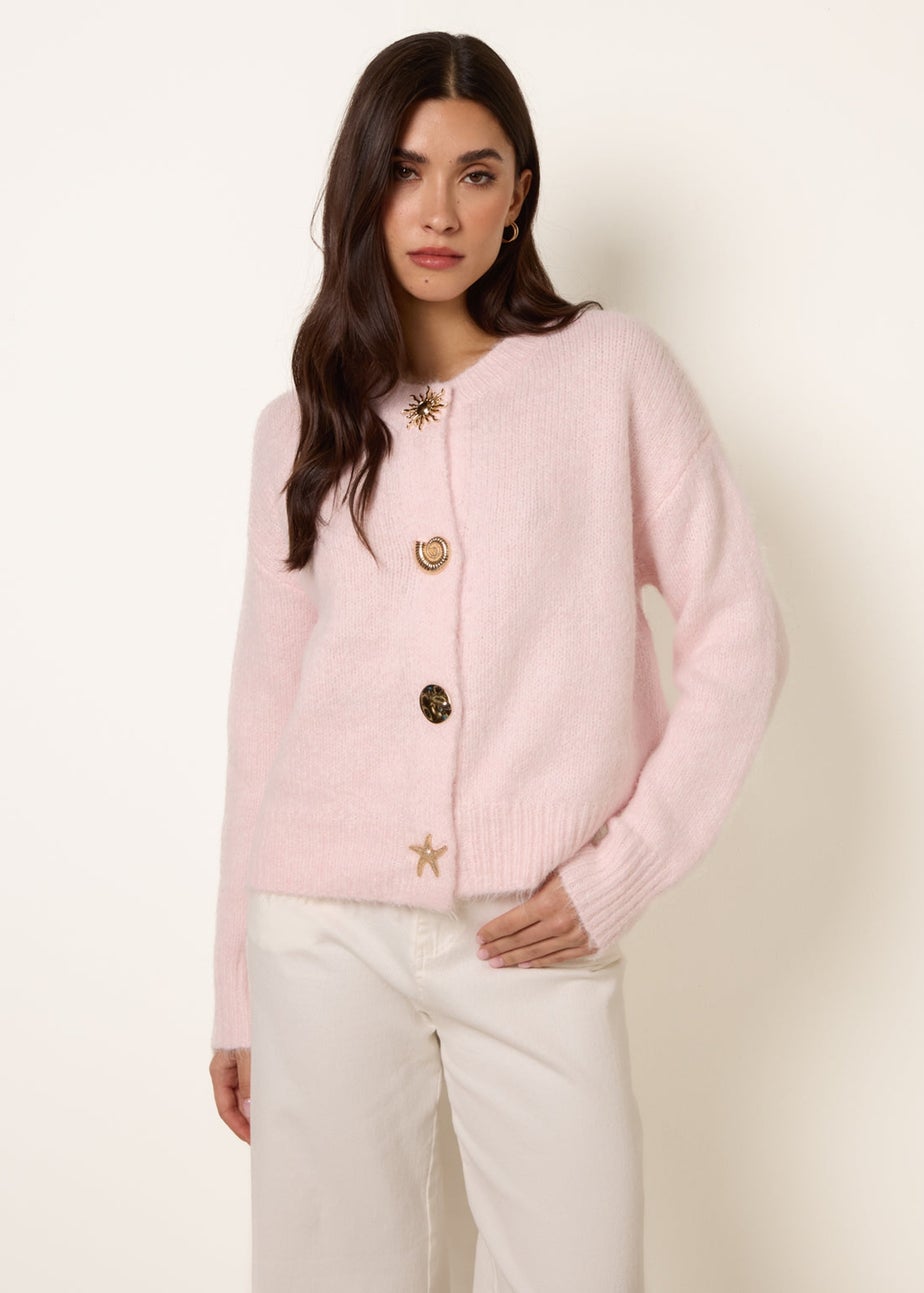 Blue Vanilla Pink Multi Gold Button Cardigan
