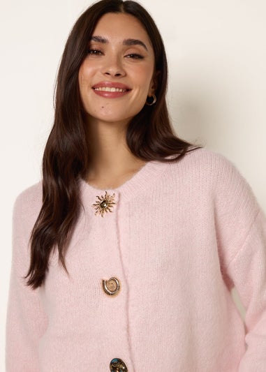 Blue Vanilla Pink Multi Gold Button Cardigan
