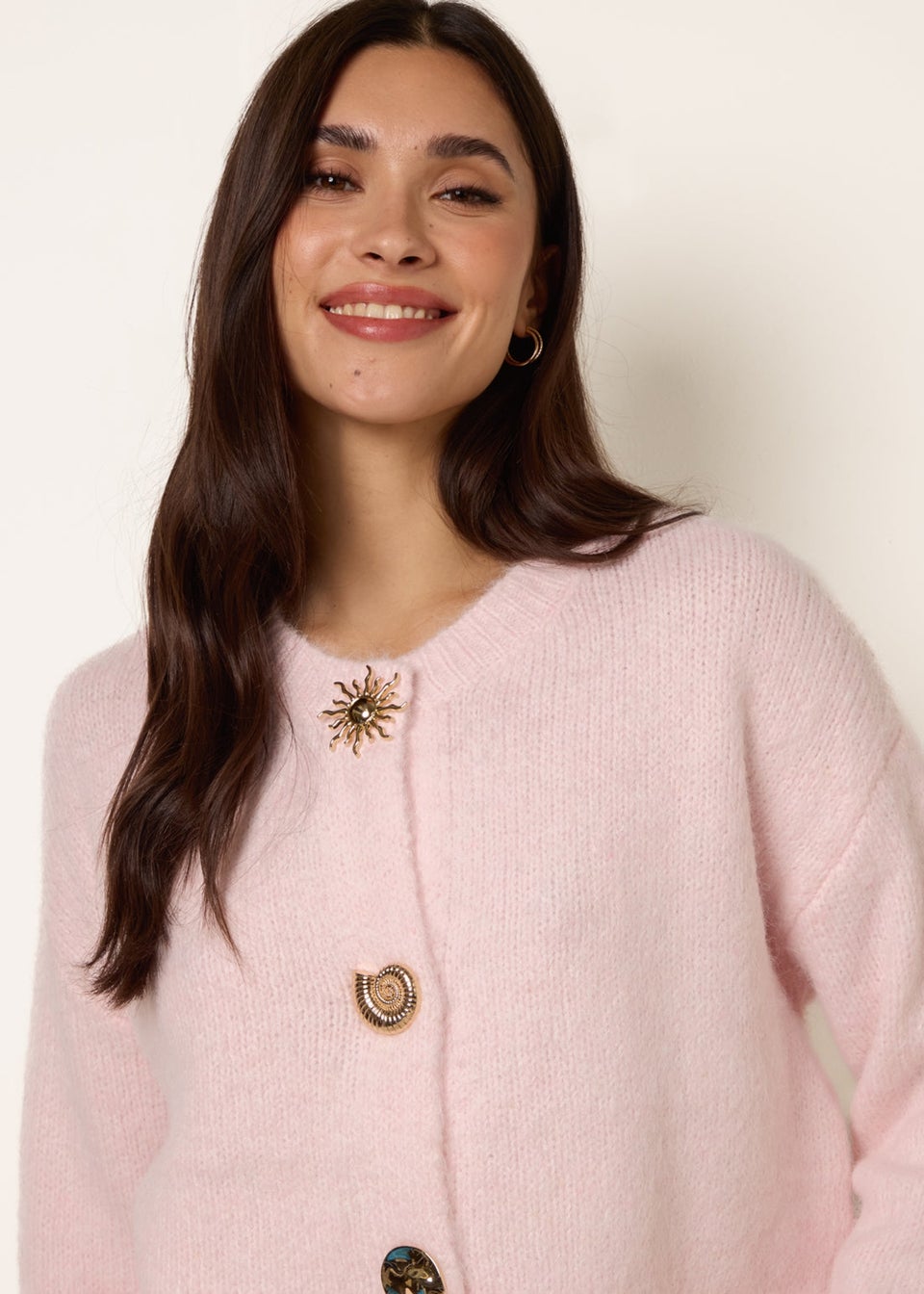 Blue Vanilla Pink Multi Gold Button Cardigan