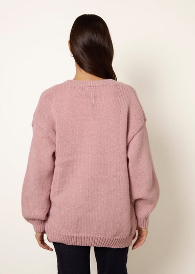 Blue Vanilla Pink Daisy Large Flower Cardigan