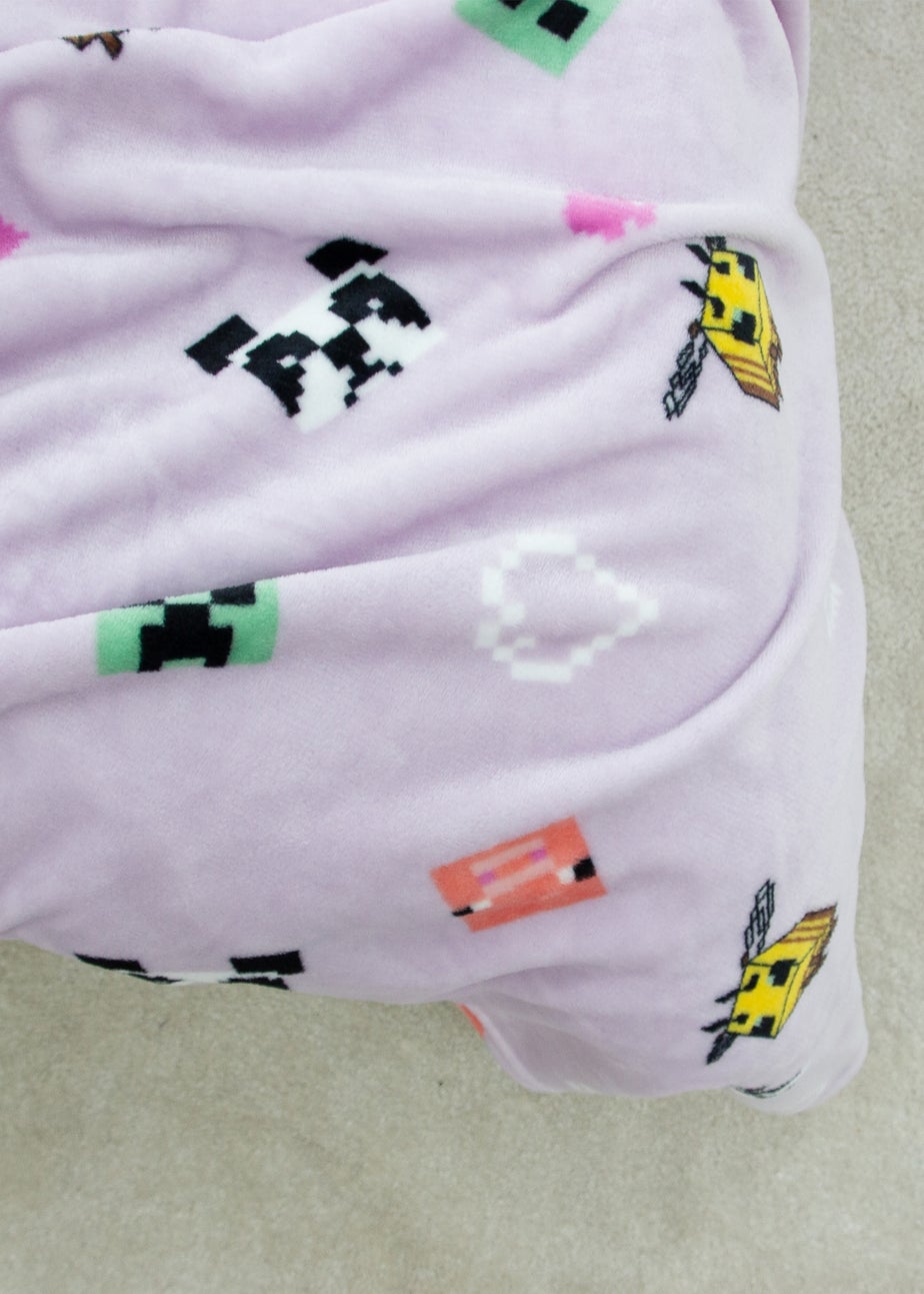Minecraft Closeup Lilac Fleece Blanket