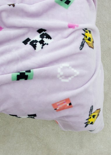 Minecraft Closeup Lilac Fleece Blanket