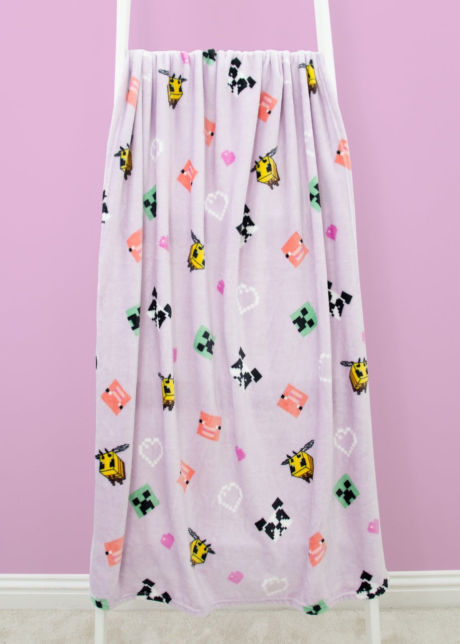 Minecraft Closeup Lilac Fleece Blanket