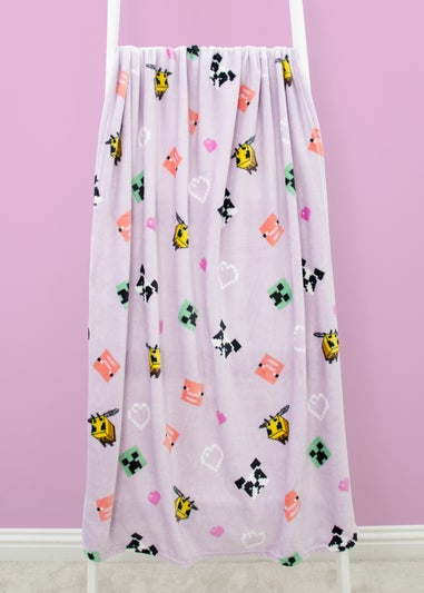 Minecraft Closeup Lilac Fleece Blanket