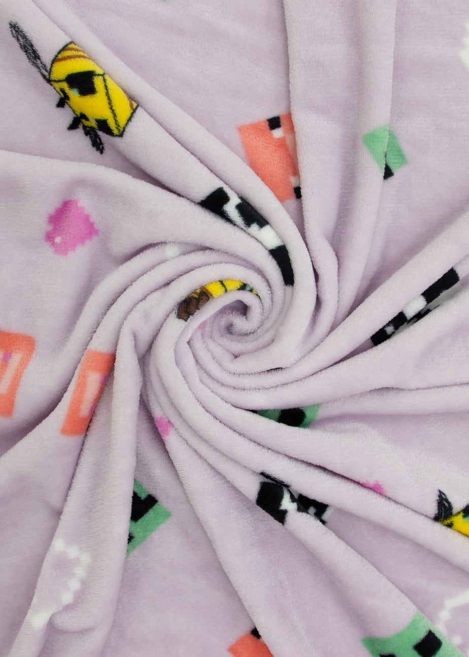 Minecraft Closeup Lilac Fleece Blanket