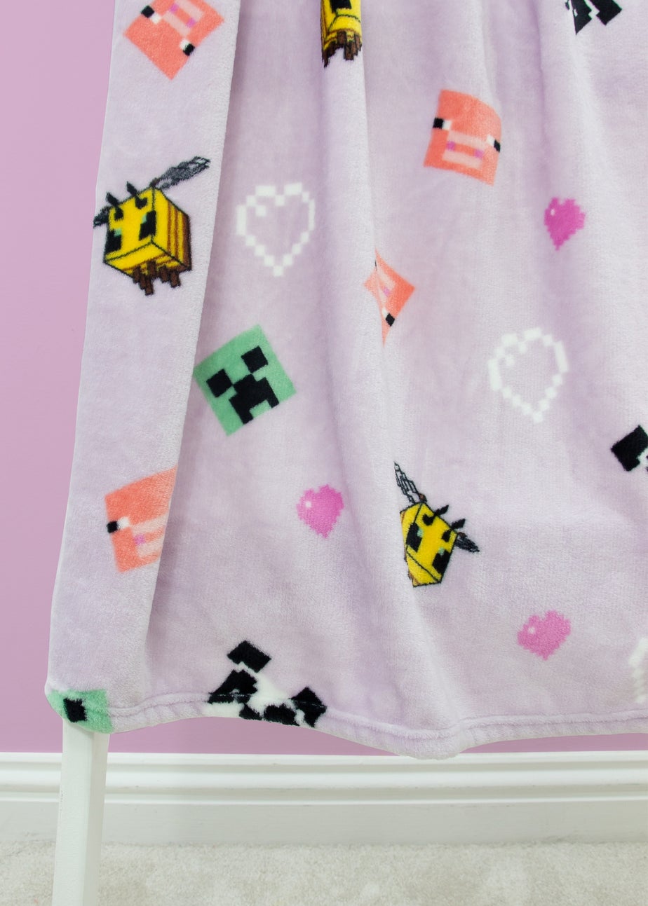 Minecraft Closeup Lilac Fleece Blanket