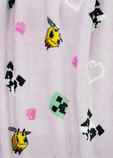 Minecraft Closeup Lilac Fleece Blanket