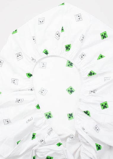 Minecraft Grids White Fitted Sheet