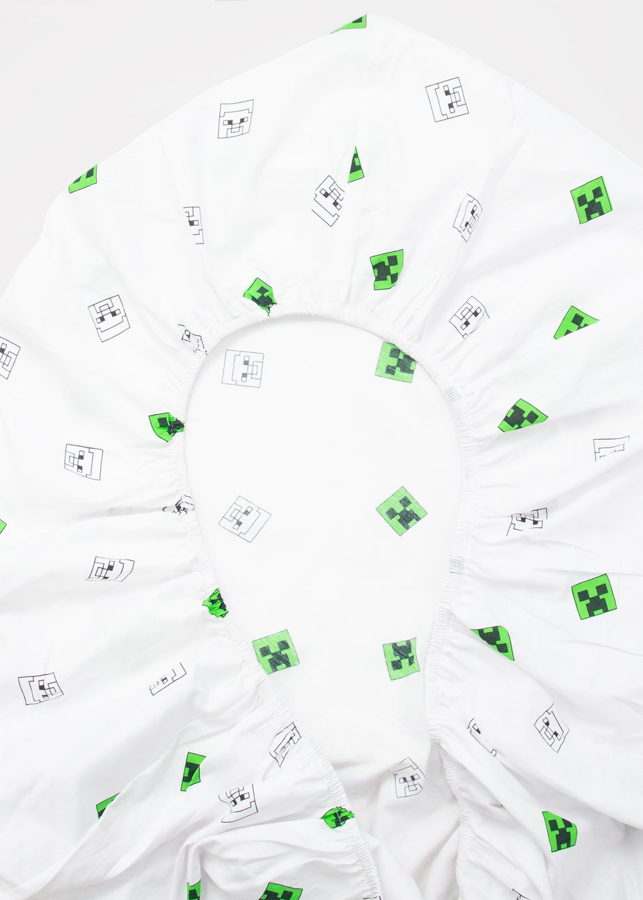 Minecraft Grids White Fitted Sheet