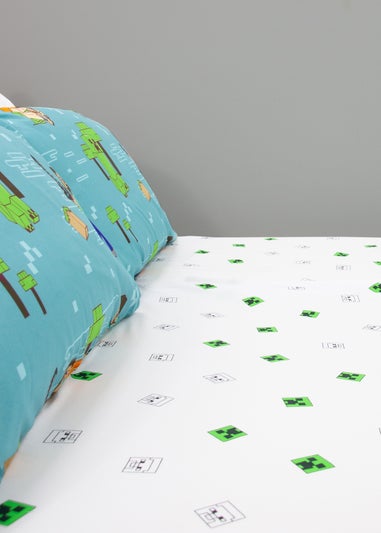 Minecraft Grids White Fitted Sheet