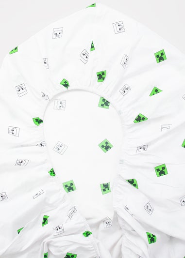 Minecraft Grids White Fitted Sheet