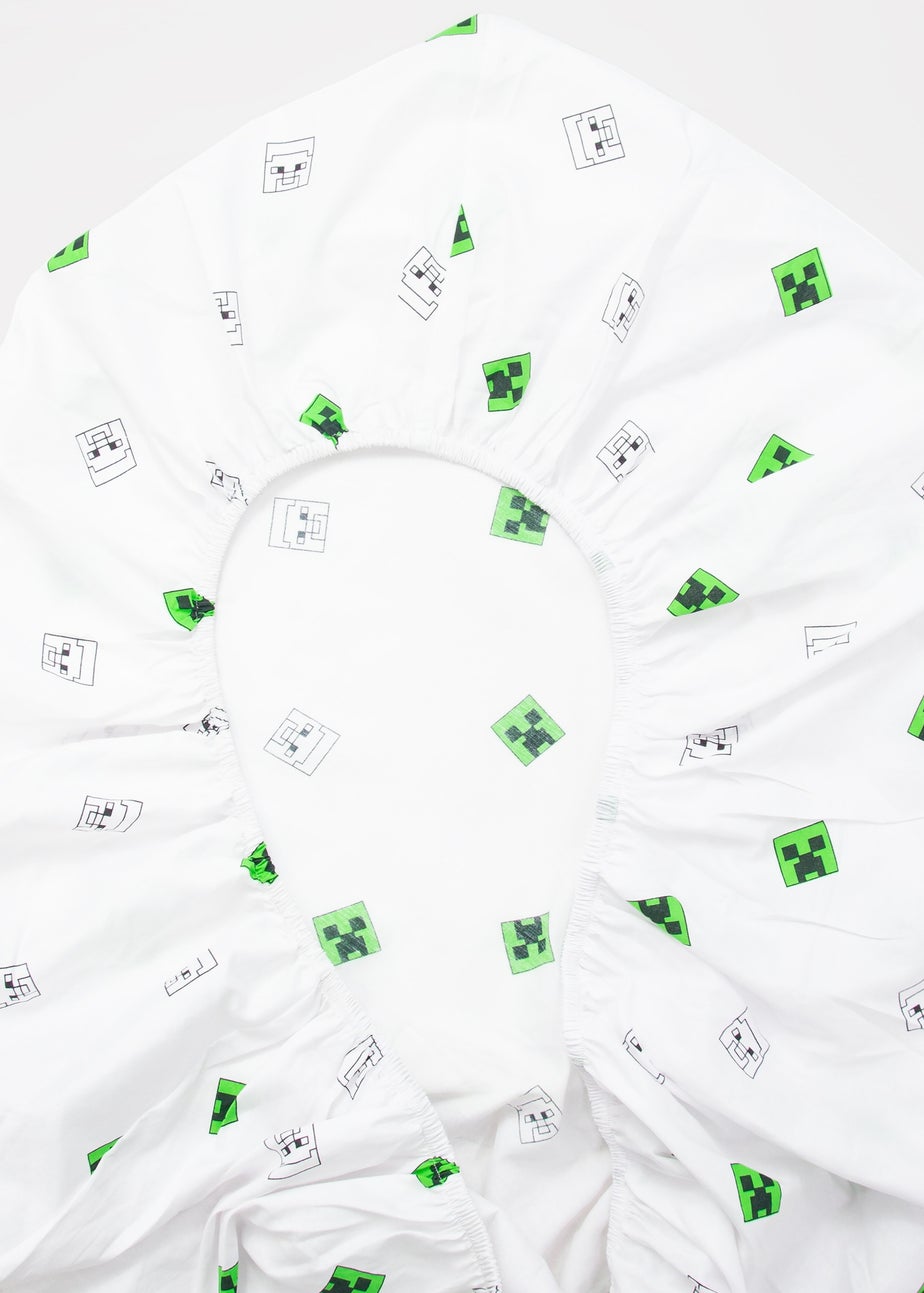 Minecraft Grids White Fitted Sheet