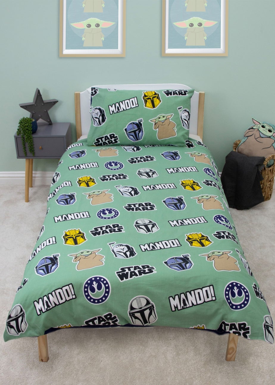 Star Wars Mandalorian Friend Blue Duvet Cover