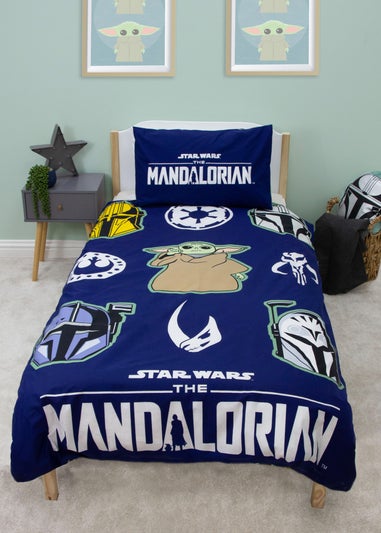 Star Wars Mandalorian Friend Blue Duvet Cover