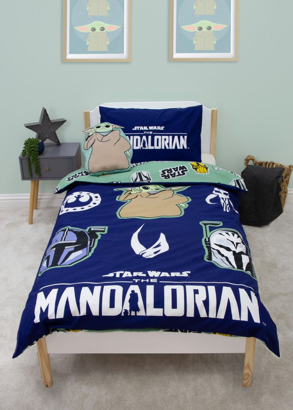 Star Wars Mandalorian Friend Blue Duvet Cover