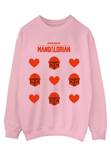 Spiral Galaxy Star Wars Mandalorian Grid Hearts Pink Graphic Sweatshirt