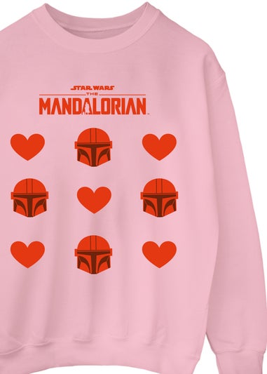 Spiral Galaxy Star Wars Mandalorian Grid Hearts Pink Graphic Sweatshirt