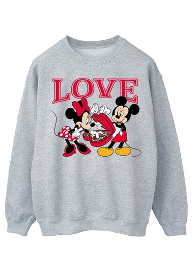 Spiral Galaxy Disney Mickey Mouse Love Grey Graphic Sweatshirt