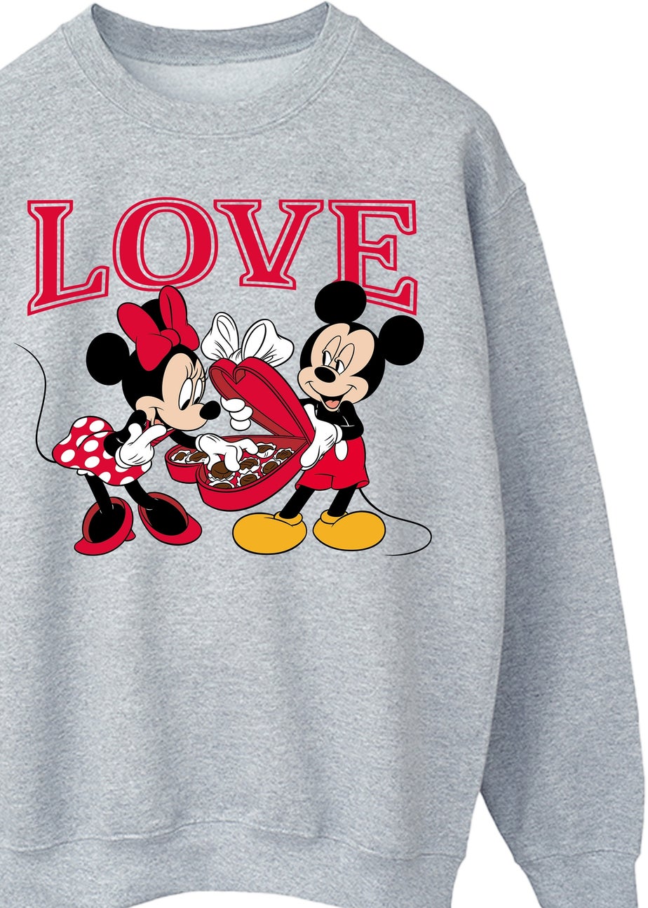 Spiral Galaxy Disney Mickey Mouse Love Grey Graphic Sweatshirt