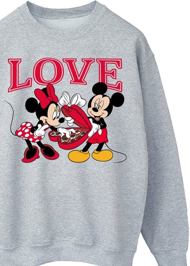 Spiral Galaxy Disney Mickey Mouse Love Grey Graphic Sweatshirt