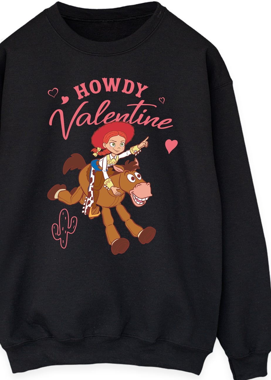 Spiral Galaxy Disney Toy Story Howdy Valentine Black Graphic Sweatshirt