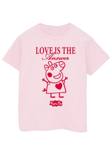 Ada & Ted Brands In Peppa Pig Love Is The Answer Girls Pink Graphic T-Shirt (3-13 Years)
