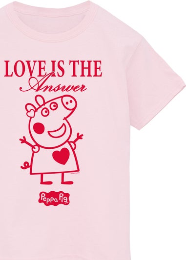 Ada & Ted Brands In Peppa Pig Love Is The Answer Girls Pink Graphic T-Shirt (3-13 Years)