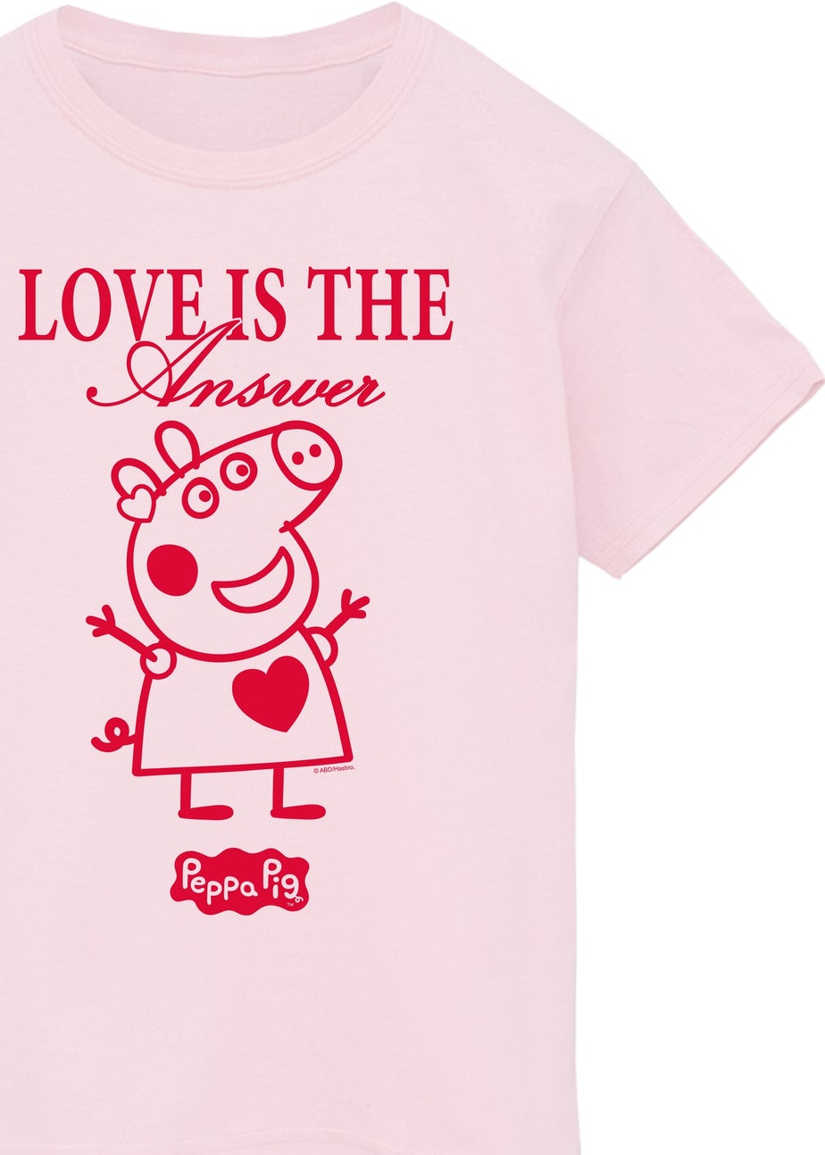 Ada & Ted Brands In Peppa Pig Love Is The Answer Girls Pink Graphic T-Shirt (3-13 Years)