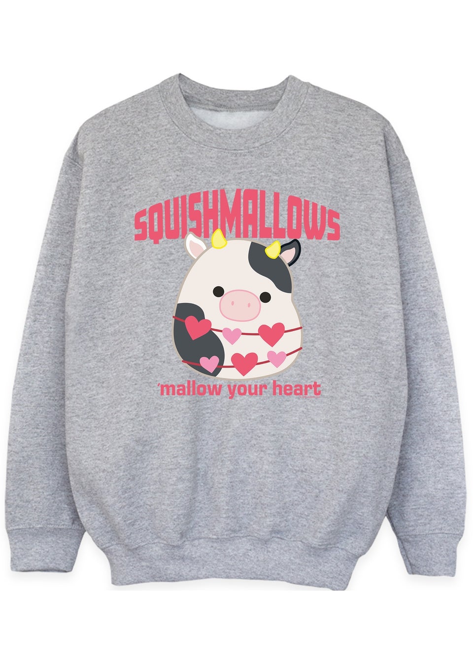 Ada & Ted Squishmallows Mallow Your Heart Girls Grey Graphic Sweatshirt (5-13 Years)