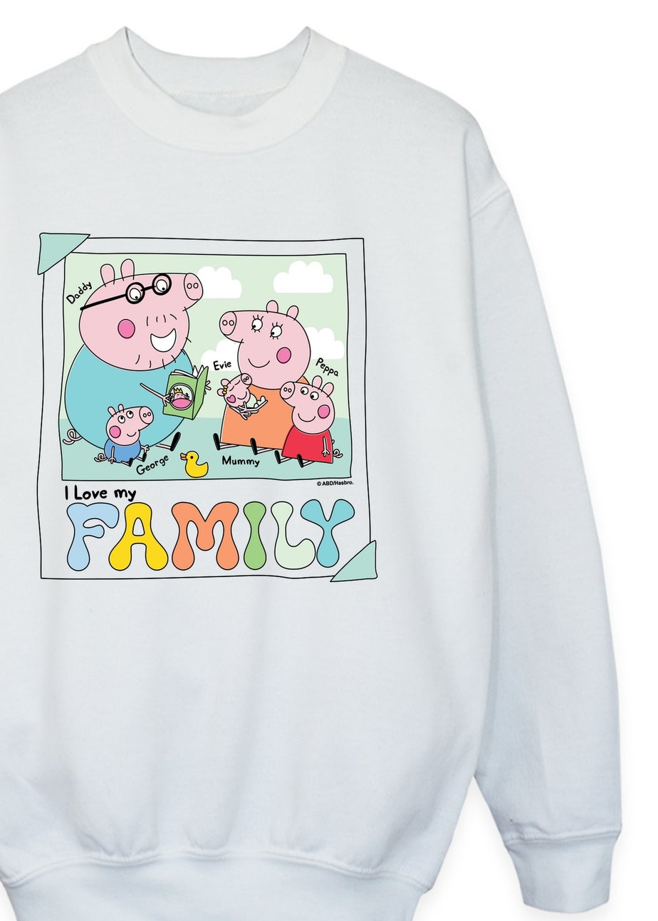 Peppa Pig Family Photo Girls White Graphic Sweatshirt (3-13 Years)
