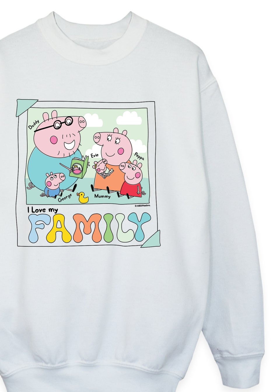 Peppa Pig Family Photo Girls White Graphic Sweatshirt (3-13 Years)